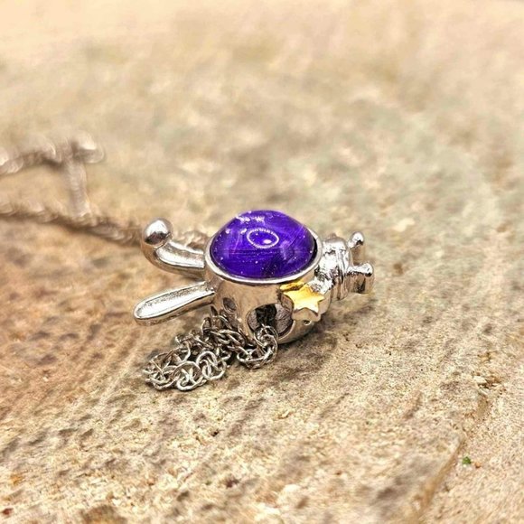 Genuine Nature Purple Meteorite Bunny Astronaut S925 Pendant Necklace - Picture 3 of 10